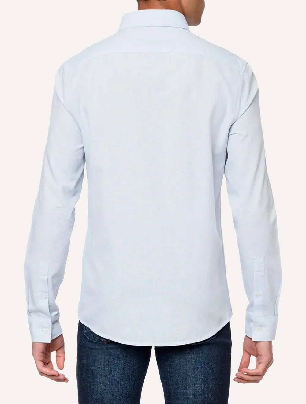 Camisa Calvin Klein Jeans Masculina Slim Tela Algodão Azul Claro Mescla