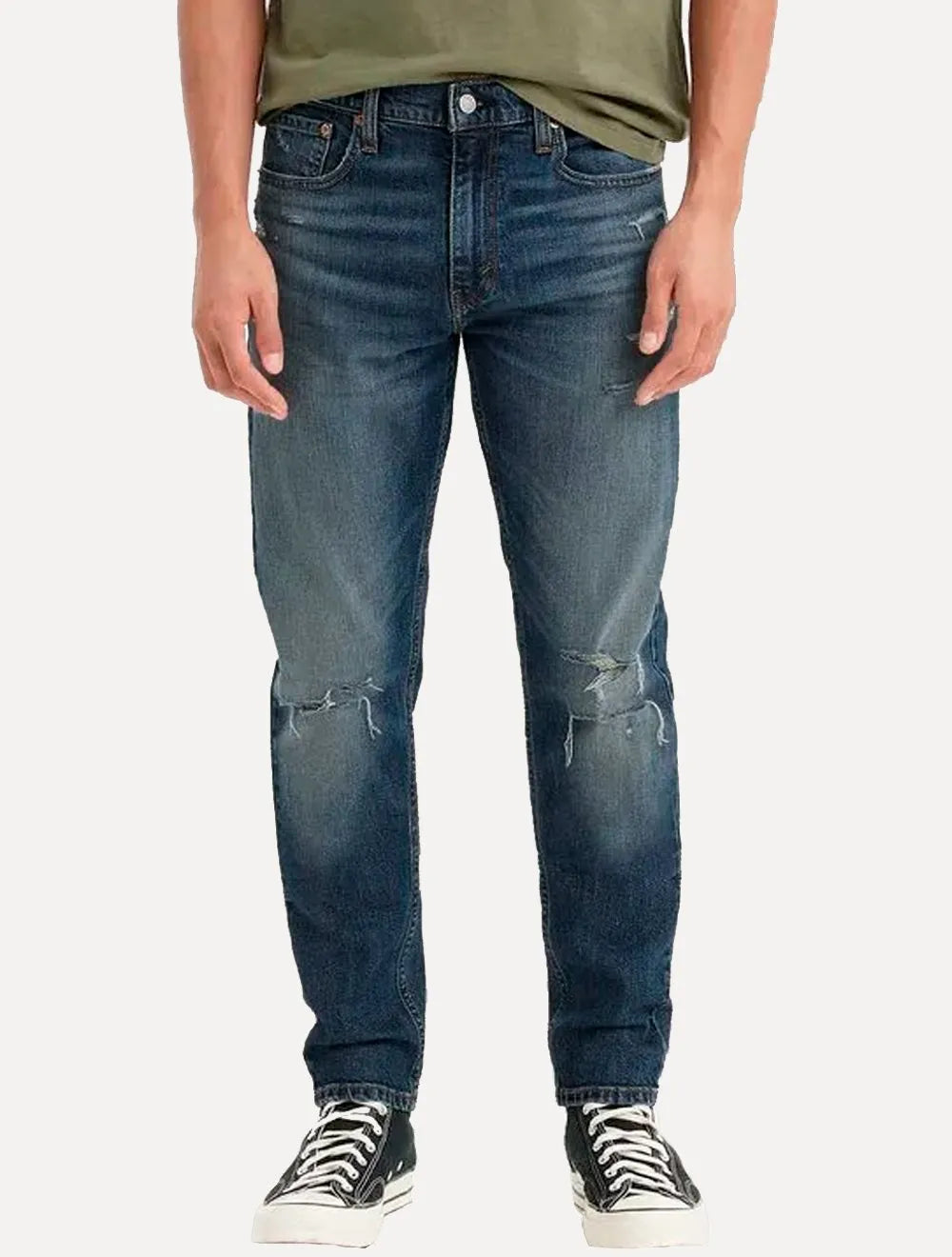 Calça Levis Jeans Masculina 512 Slim Stretch Destroyed Azul Escuro