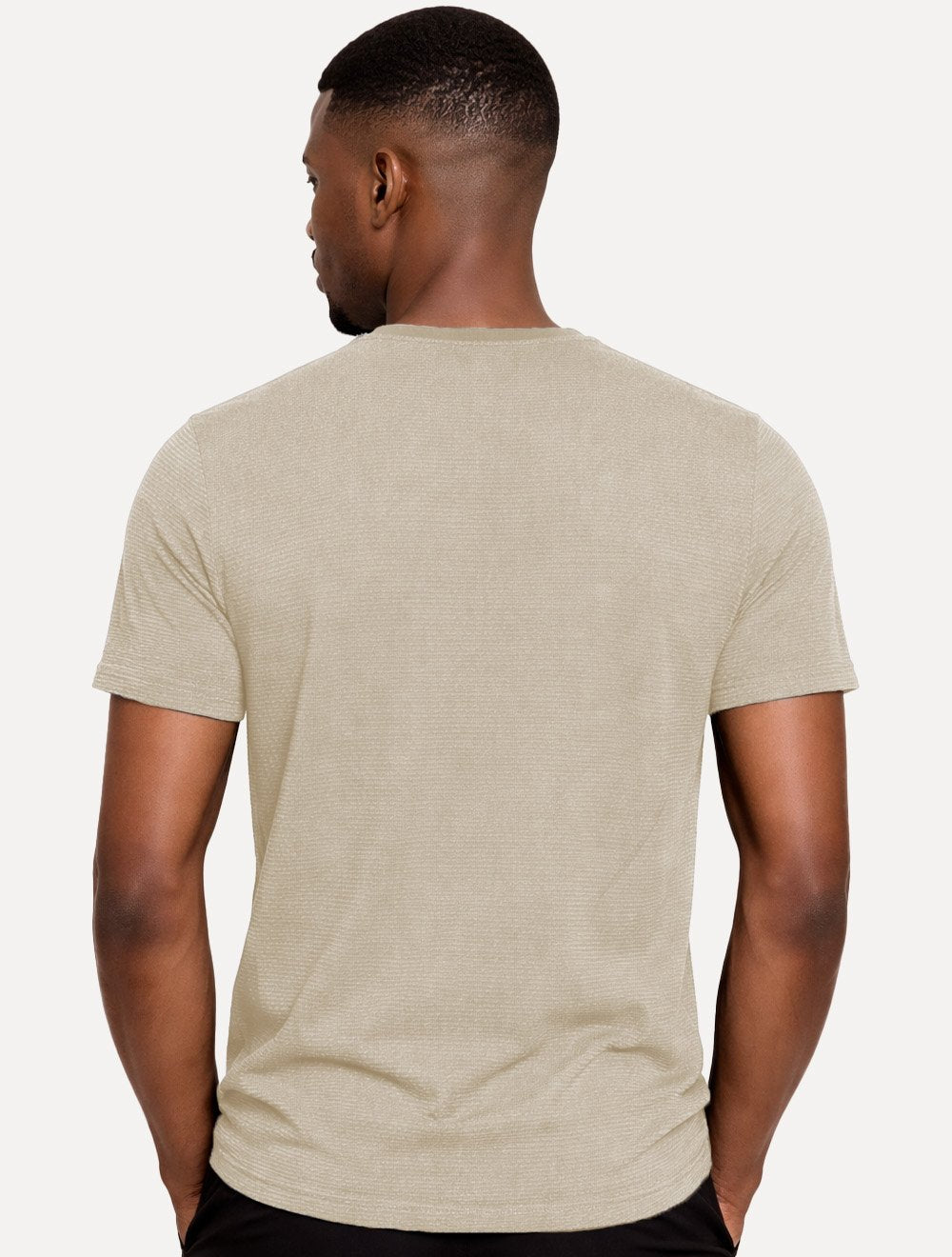 Camiseta Dudalina Regular Fit Listras Relevo Cáqui Claro