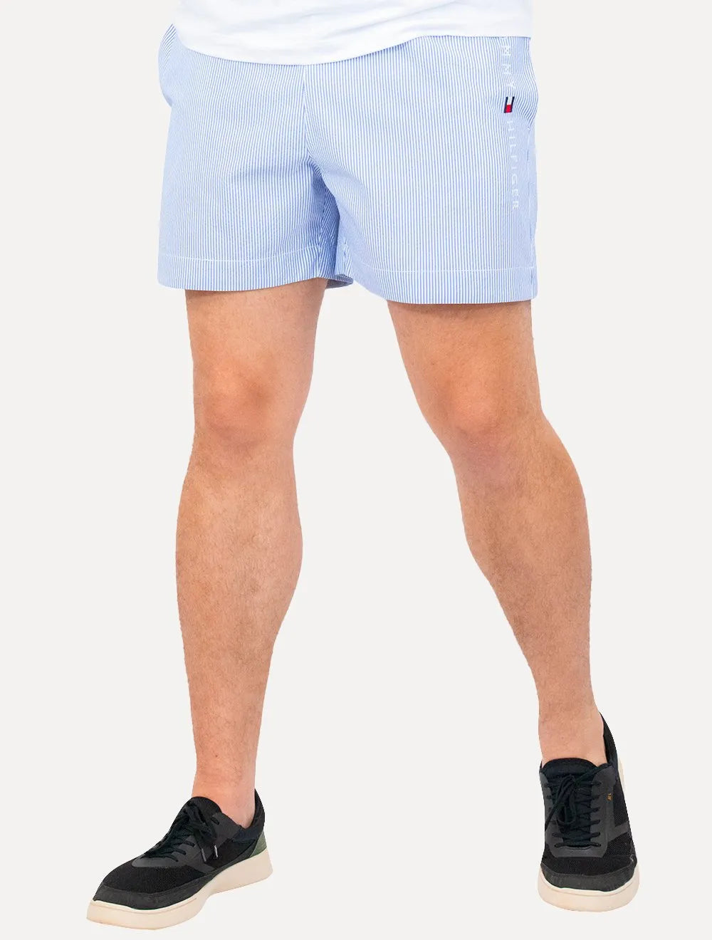 Short Tommy Hilfiger Masculino Medium Drawstring Core Logo Stripe Azul Claro