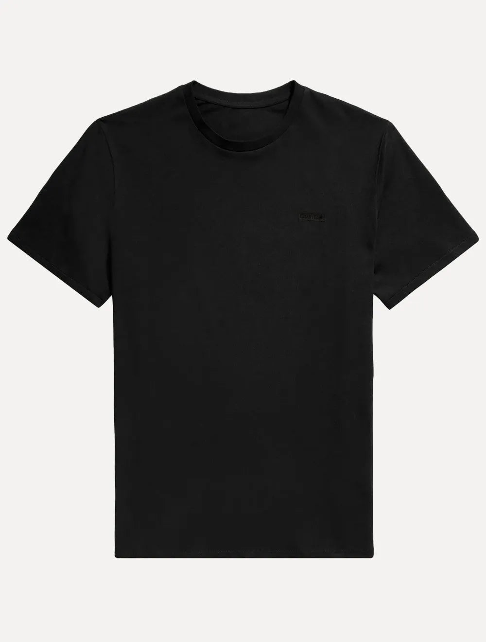 Camiseta Calvin Klein Masculina Suedine Gola Ribana Patch Logo Preta