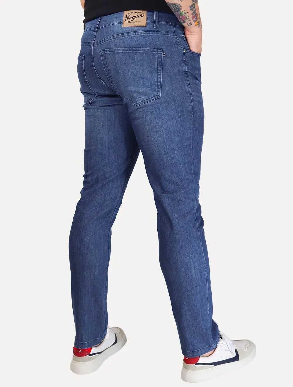 Calça Original Penguin Jeans Masculina Slim Five Pockets Azul Marinho