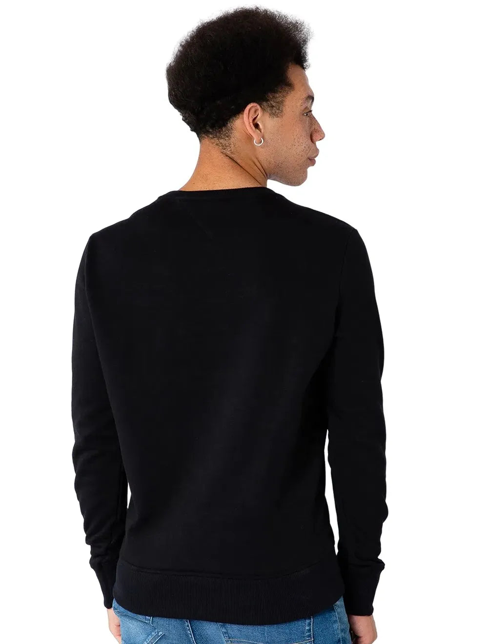 Moletom Tommy Jeans Masculino Regular Crewneck Modern Corp Logo Preto