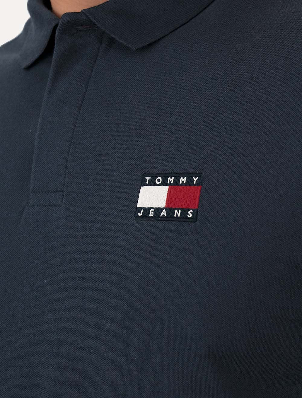 Polo Tommy Jeans Regular Classic Flag Badge Azul Escuro