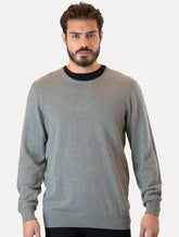 Suéter Dudalina Masculino Tricot Crewneck Basico Cinza Mescla