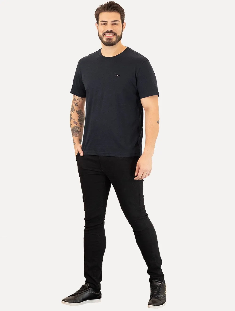 Camiseta Calvin Klein Jeans Masculina CKJ Bordado Peito Azul Marinho