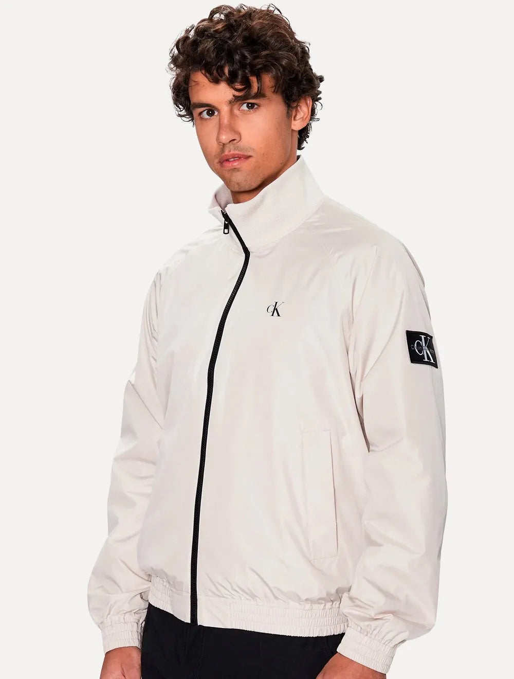 Jaqueta Calvin Klein Jeans Bomber Recycled Polyester Zip Up Off-White