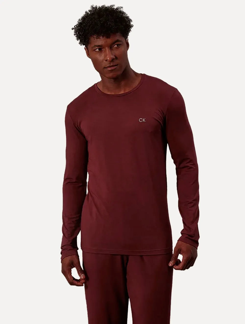 Pijama Calvin Klein Masculino Manga Longa Calça CK Modal Bordô