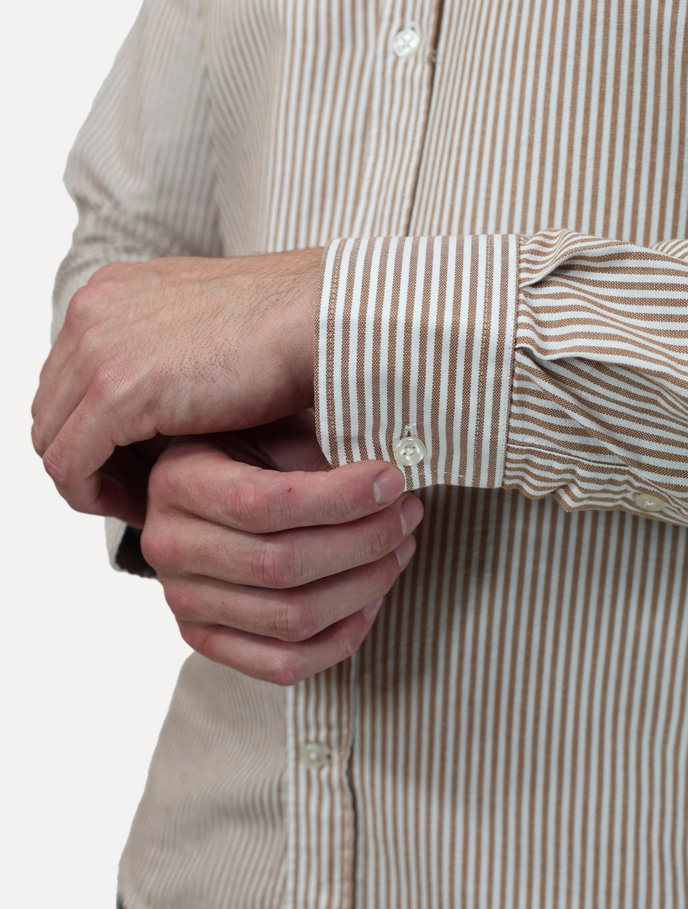 Camisa Tommy Jeans Masculina Slim Striped Oxford Cáqui