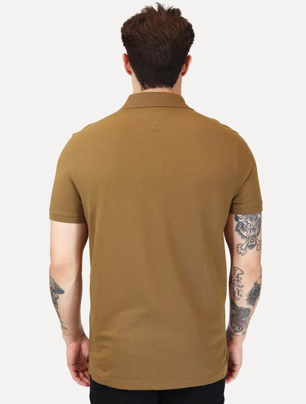 Polo Tommy Hilfiger Masculina Regular Piquet 1985 Marrom Médio