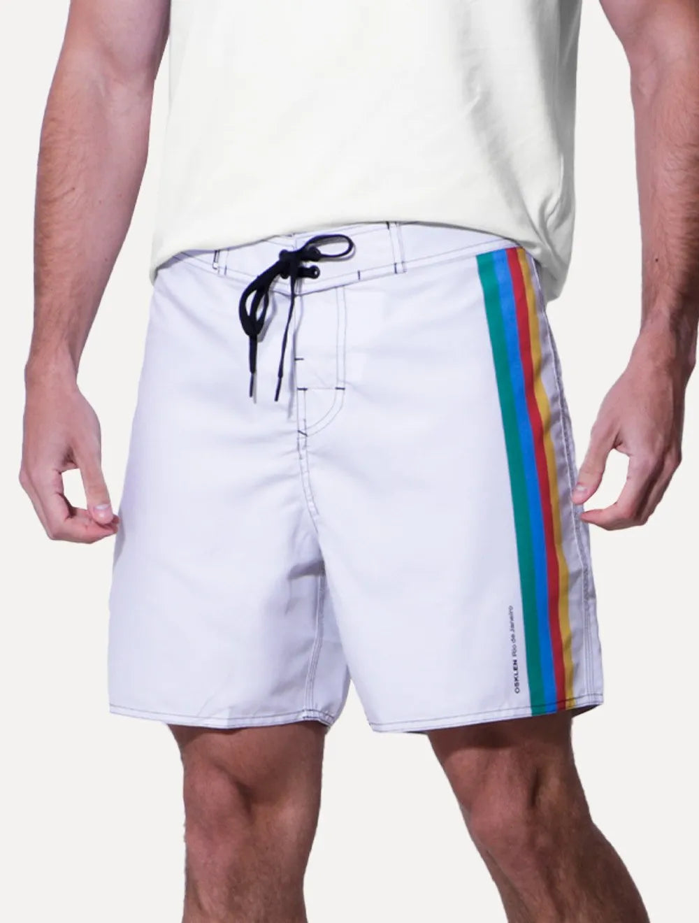 Bermuda Osklen Masculina D'Água Surf Color Stripes Off-White