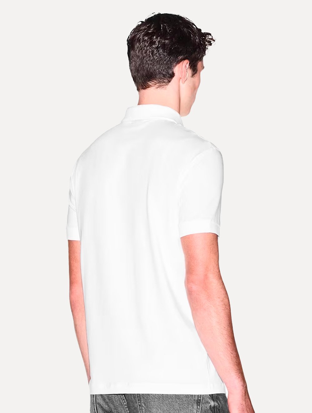 Camisa Polo Armani Exchange Slim Fit Malha de Algodão Half Zip Off-White