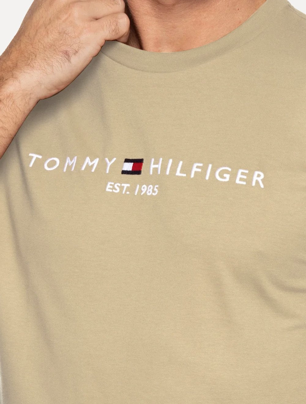 Camiseta Tommy Hilfiger Masculina Core Logo Tee Marrom Claro