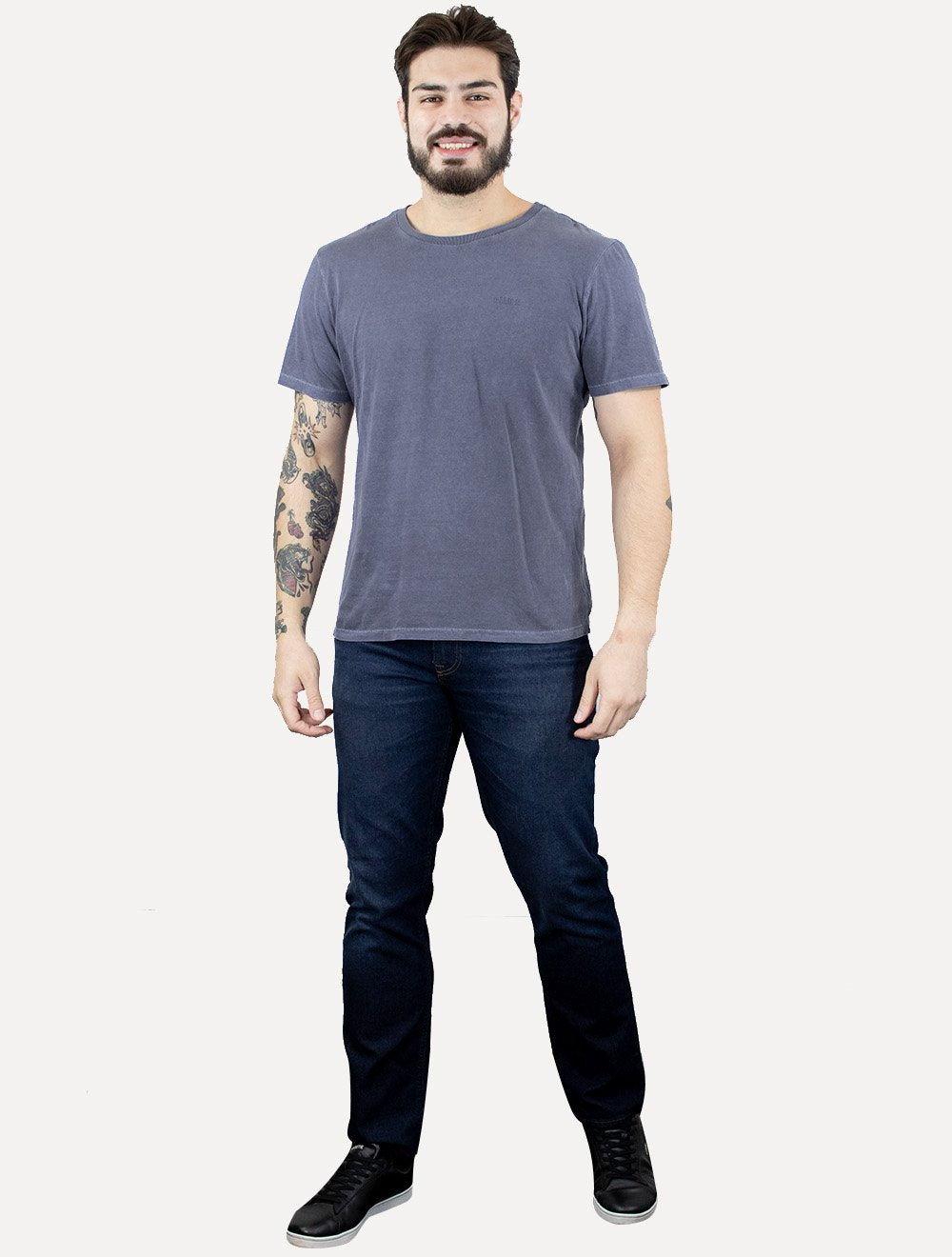 Camiseta Ellus Masculina Cotton Fine Grunge Gothic Classic Azul Médio