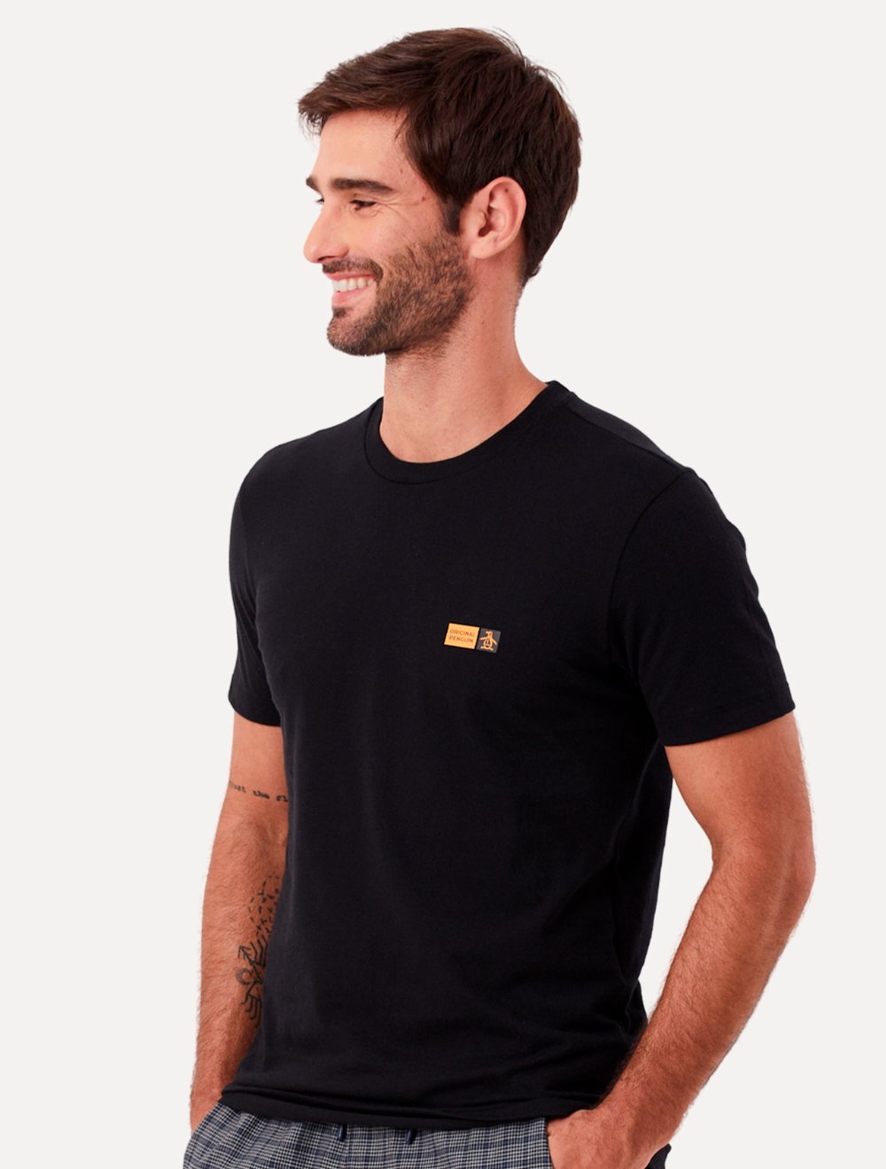 Camiseta Original Penguin Masculina Slim Rubber Logo Preta