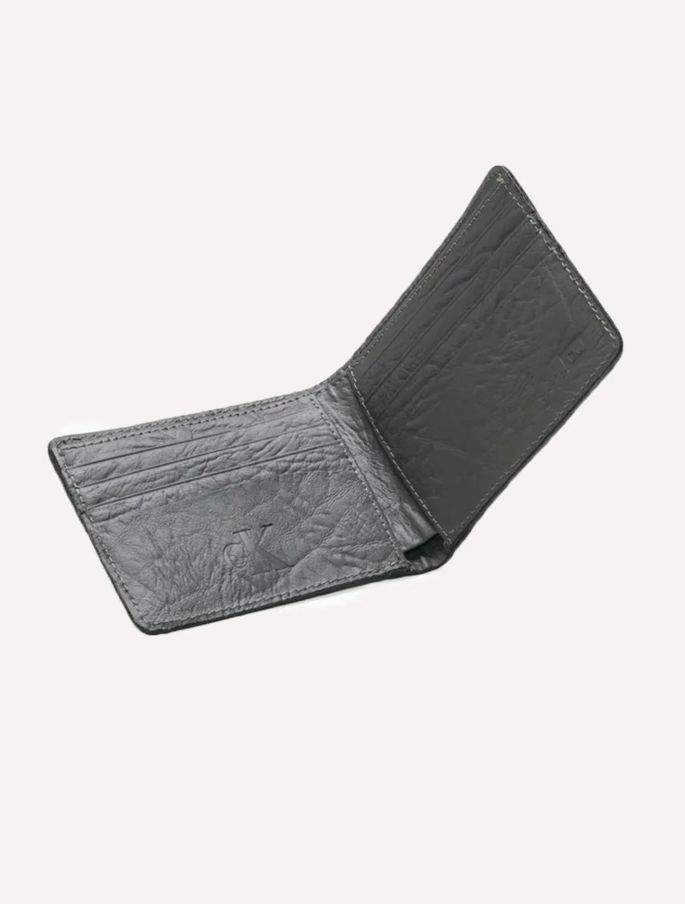 Carteira Calvin Klein Jeans Couro Basic Paquiderme Chumbo