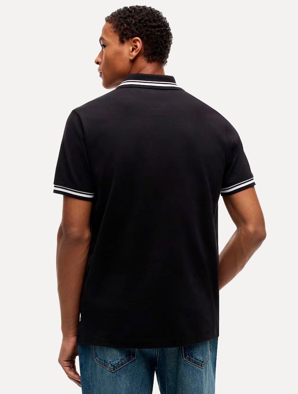 Polo Tommy Jeans Masculina Piquet Regular Tipped Preto