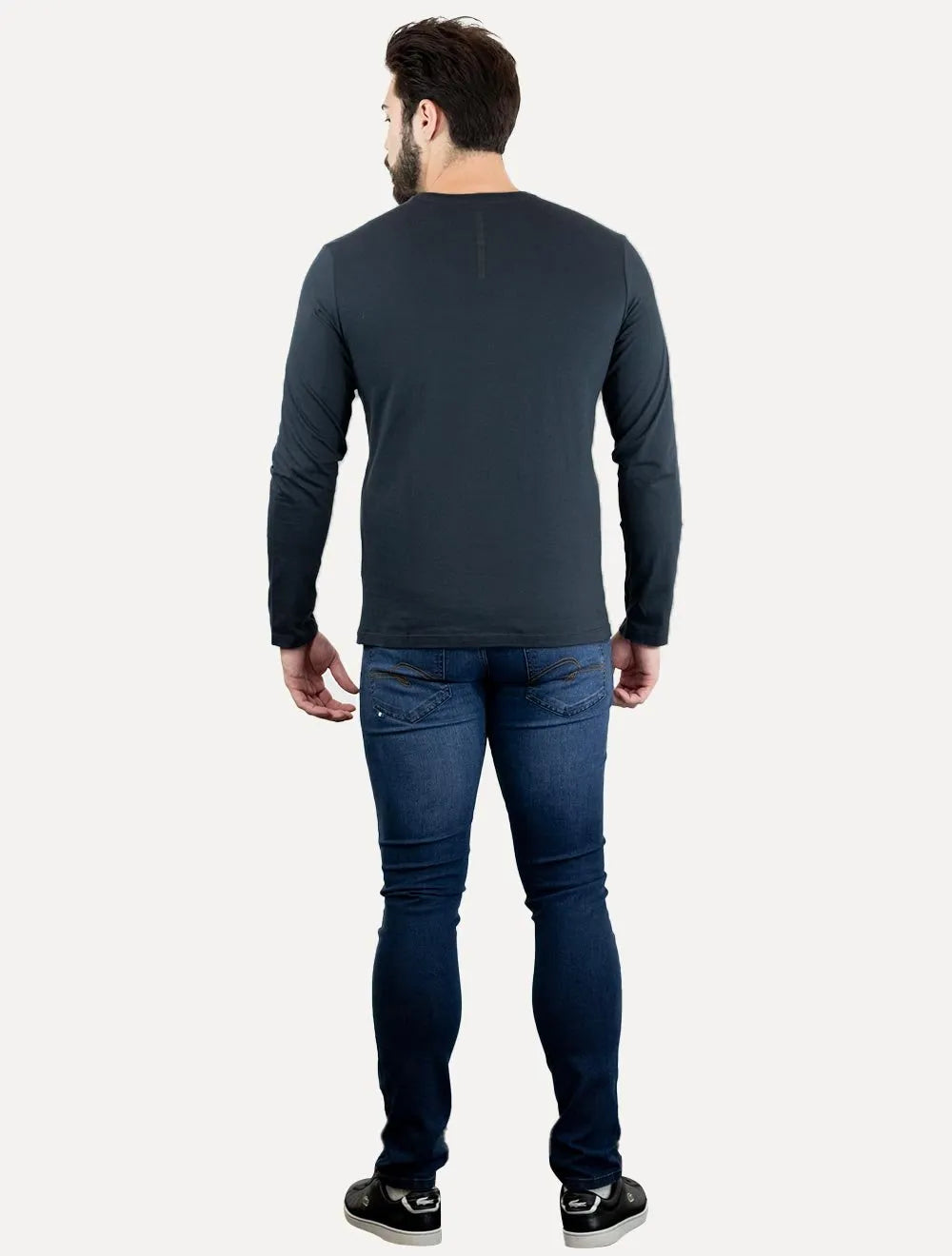 Camiseta Calvin Klein Jeans Masculina Manga Longa Institutional Azul Marinho