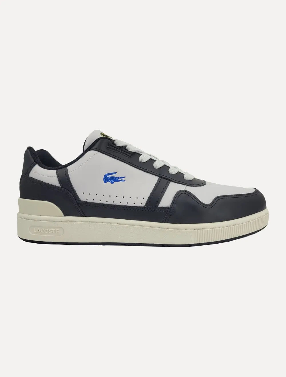 Tênis Lacoste Masculino T-Clip Leather Colour Contrast Trainers Branco/Preto
