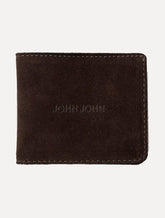 Carteira John John Masculina Couro JJ Suede Marrom Escuro