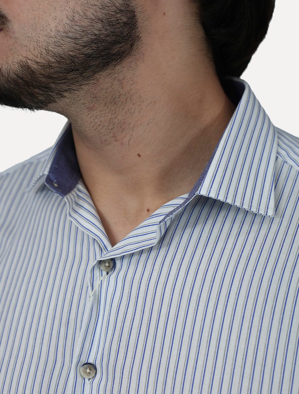 Camisa Dudalina Masculina Slim Fit Superfine Cotton Listrada Branca