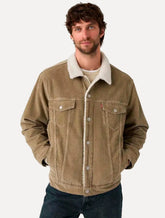 Jaqueta Levis Jeans Masculina Trucker Relaxed Sherpa Cáqui