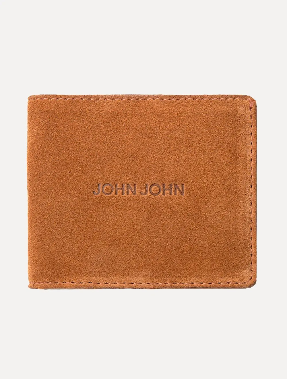 Carteira John John Masculina Couro JJ Suede Marrom Claro