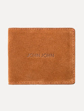 Carteira John John Masculina Couro JJ Suede Marrom Claro