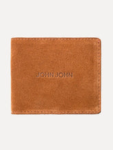Carteira John John Masculina Couro JJ Suede Marrom Claro