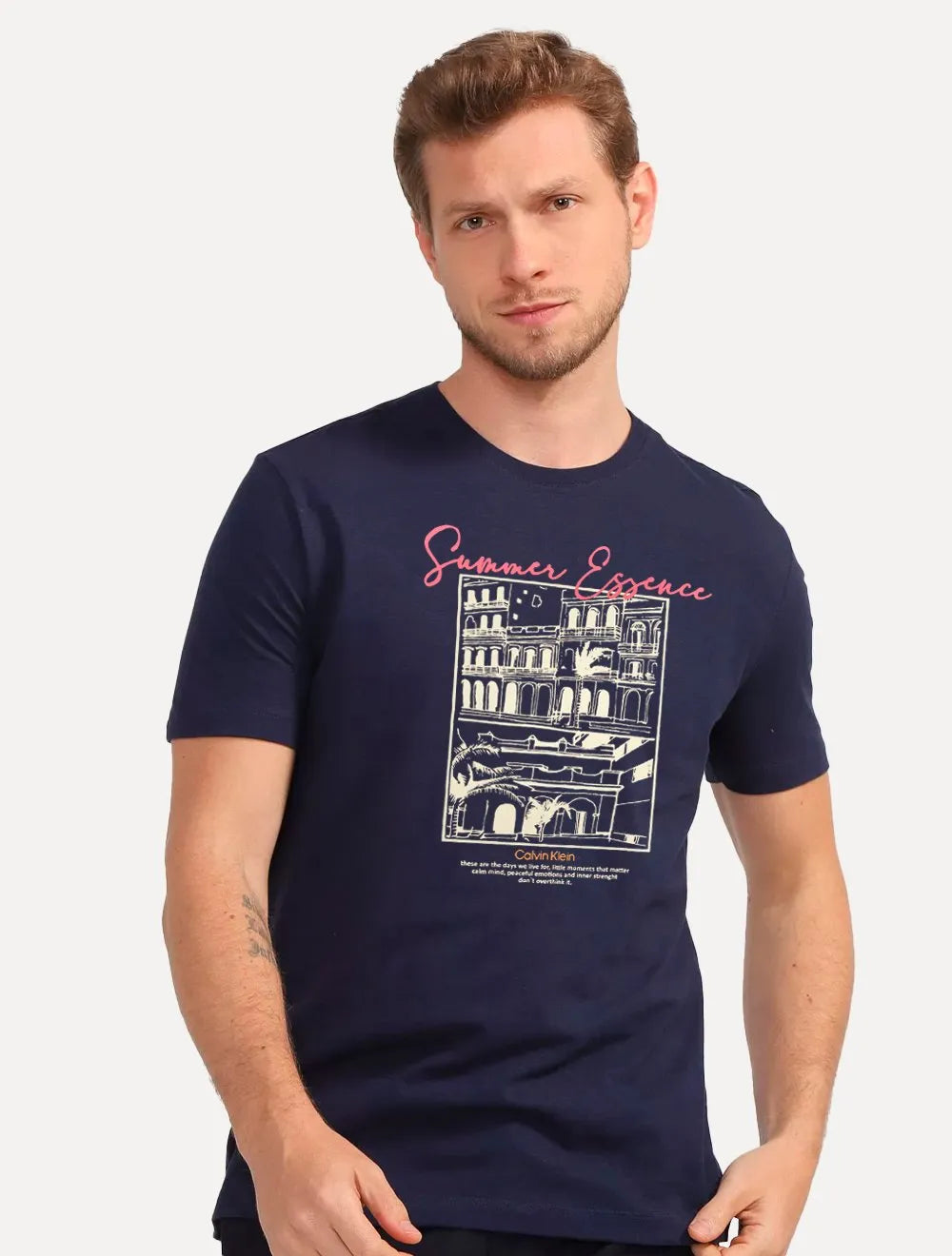 Camiseta Calvin Klein Jeans Masculina Sustainable Summer Essence Azul Marinho
