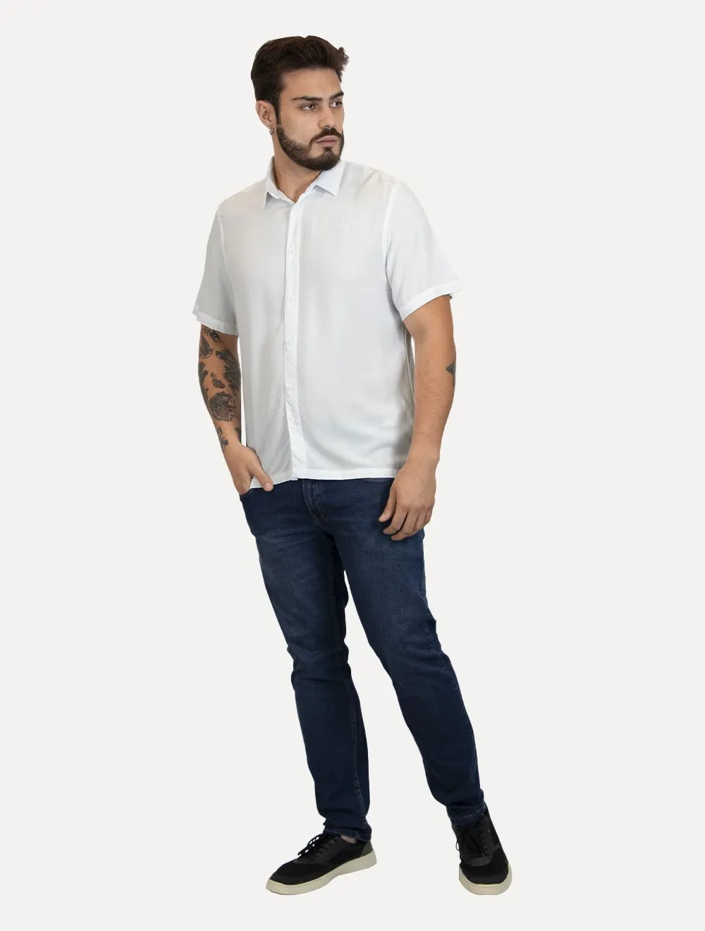 Camisa Colcci Masculina Manga Curta Relax Branca