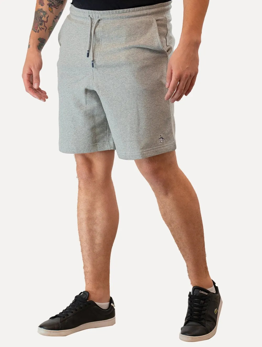 Bermuda Original Penguin Masculina Moletom Slim Patch Cinza Mescla