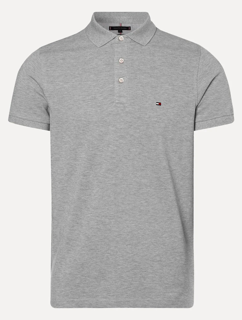 Polo Tommy Hilfiger Masculina Slim Piquet 1985 Cinza Mescla Claro