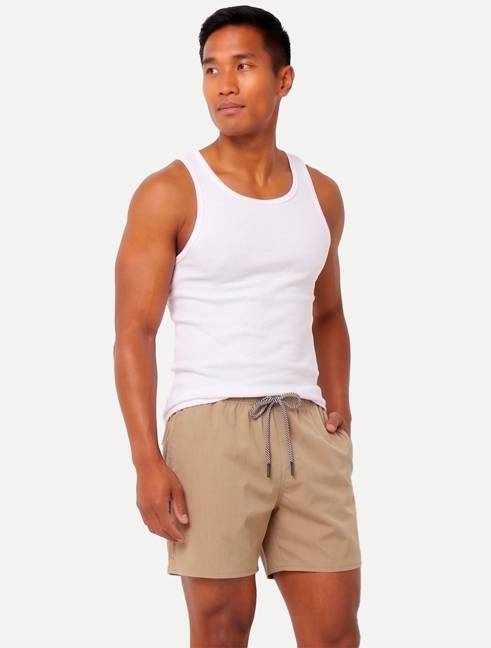Short Aramis Masculino D'Água Elastico Logo Cáqui