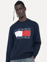 Moletom Tommy Jeans Masculino Big Flag Crewneck Azul Marinho
