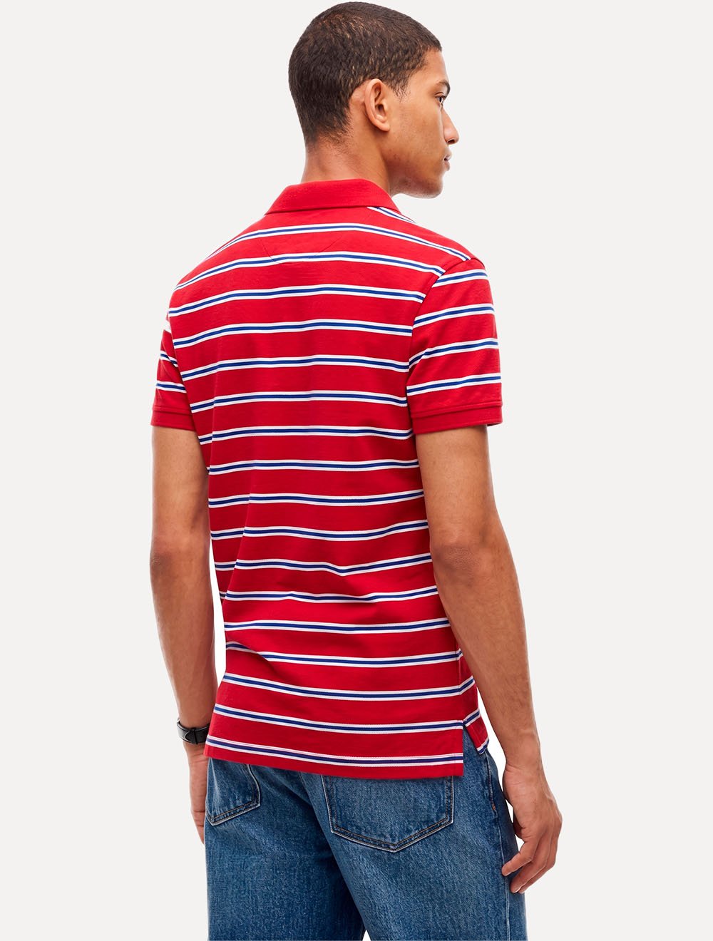 Camisa Polo Tommy Hilfiger Masculina Regular Piquet 1985 Striped Vemelho/Azul