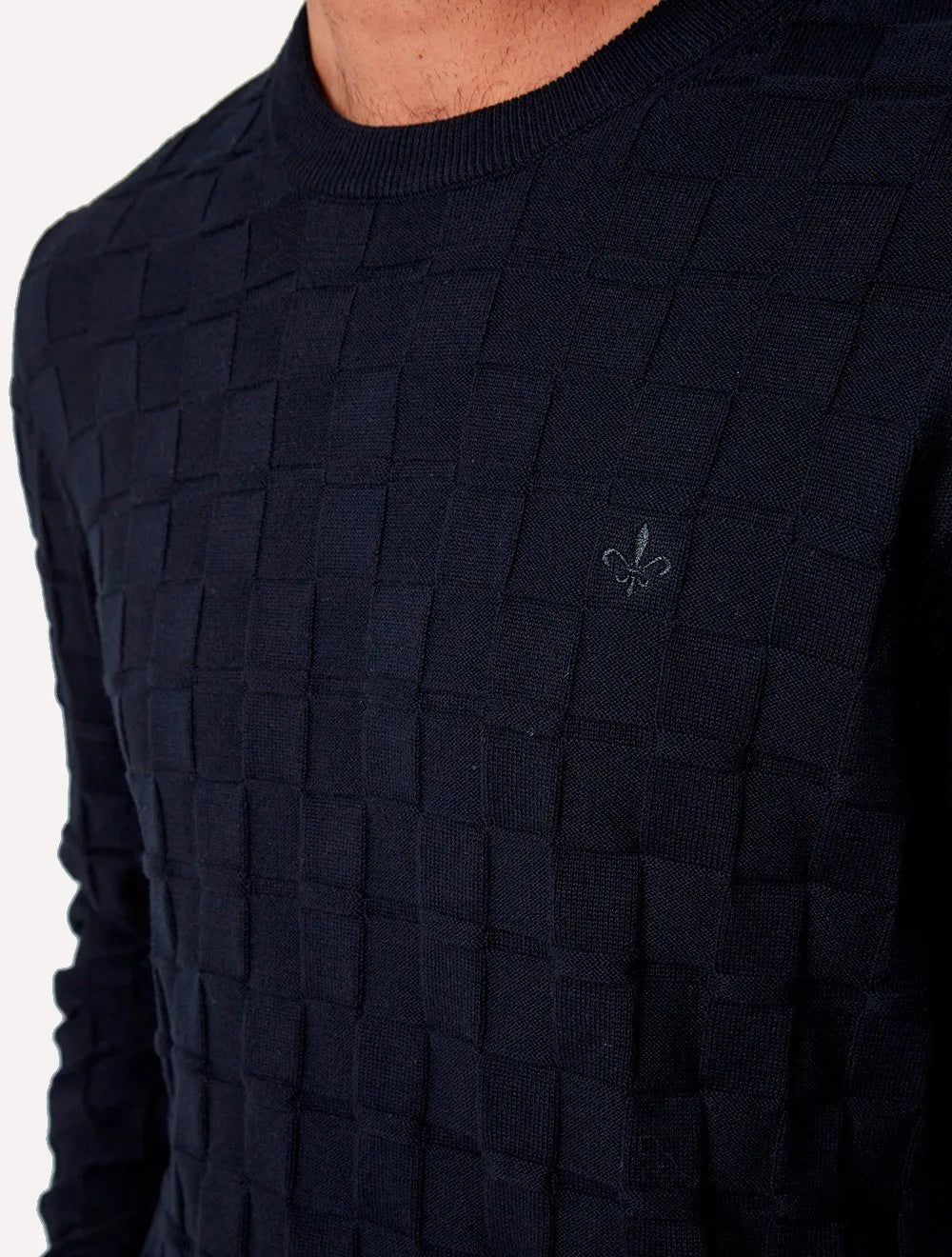 Tricot Dudalina Masculino Textura Quadrile Preto