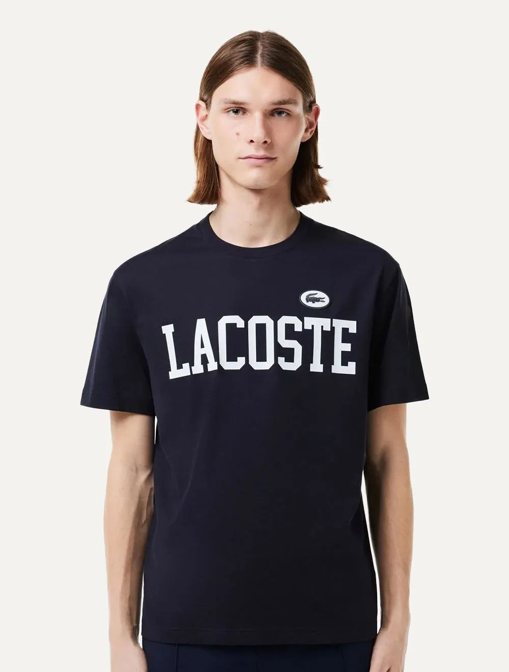 Camiseta Lacoste Masculina Jersey Print Logo Azul Marinho