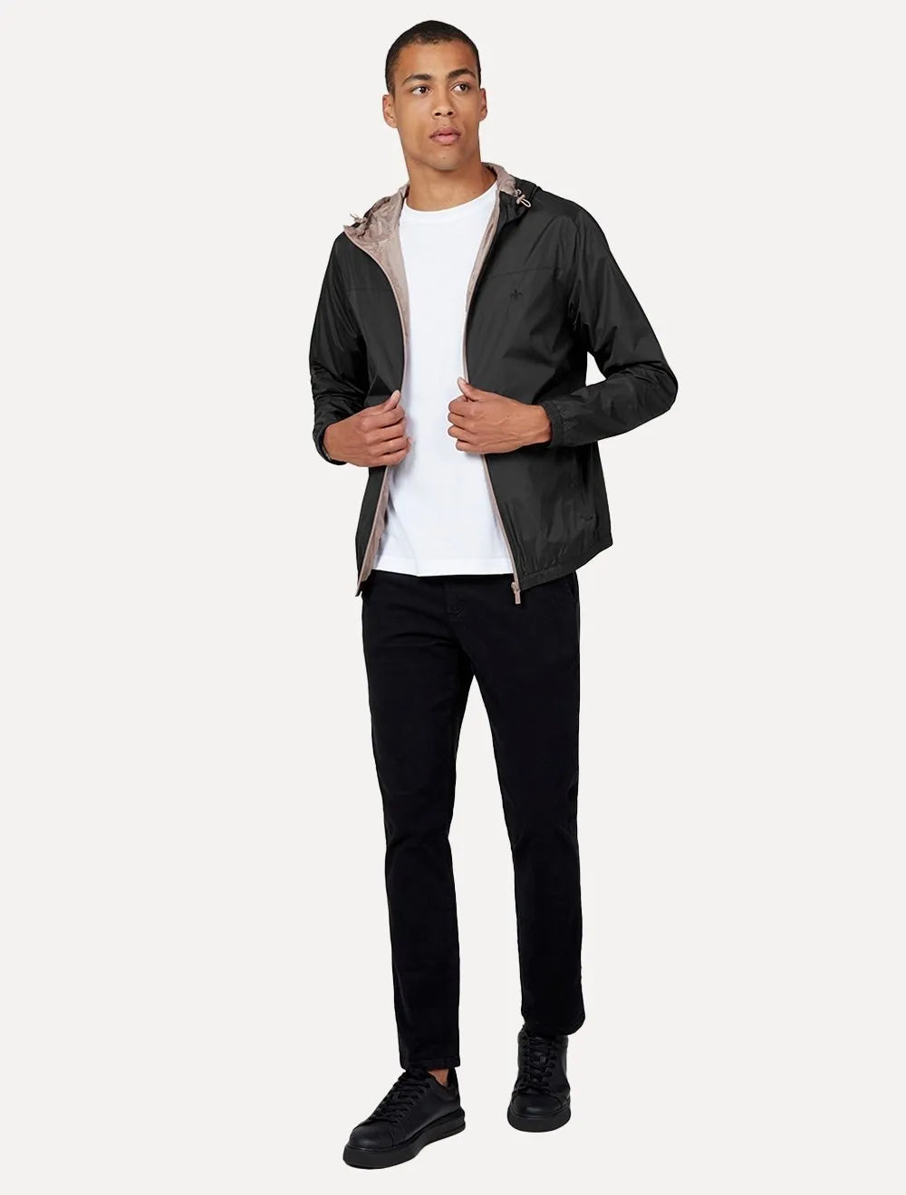 Jaqueta Dudalina Masculina Nylon Hoodie Corta Vento Color Preta