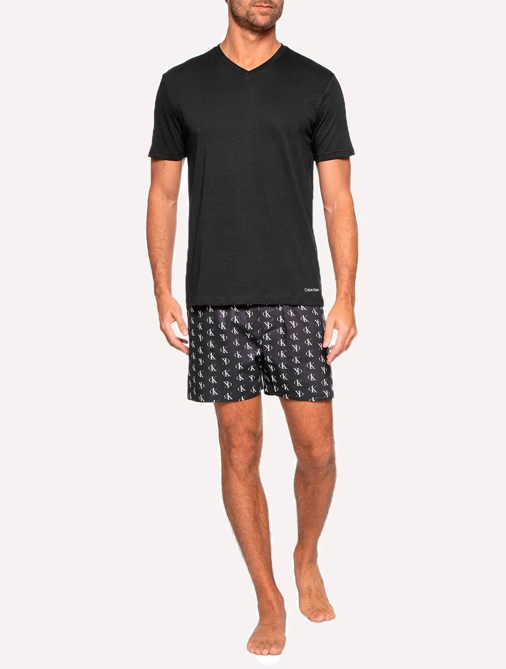 Camisetas Calvin Klein Underwear Masculinas V-Neck Pretas Pack 2UN