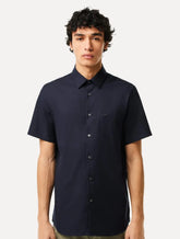 Camisa Lacoste Masculina Manga Curta Regular Solid Pocket Azul Marinho