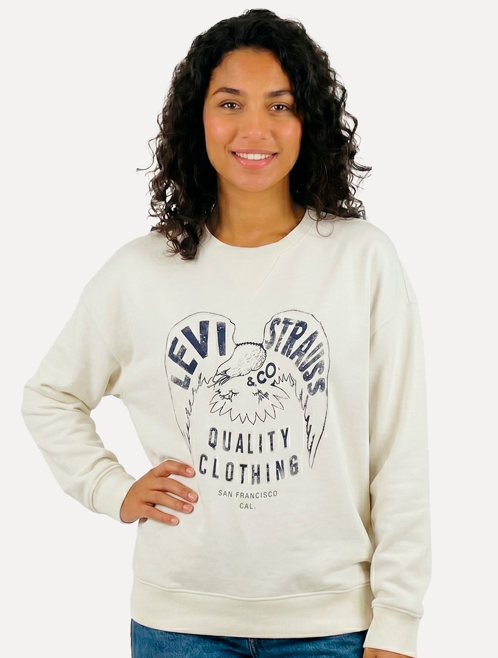 Moletom Levis Feminino Crewneck Relaxed Fit Estampado Branco
