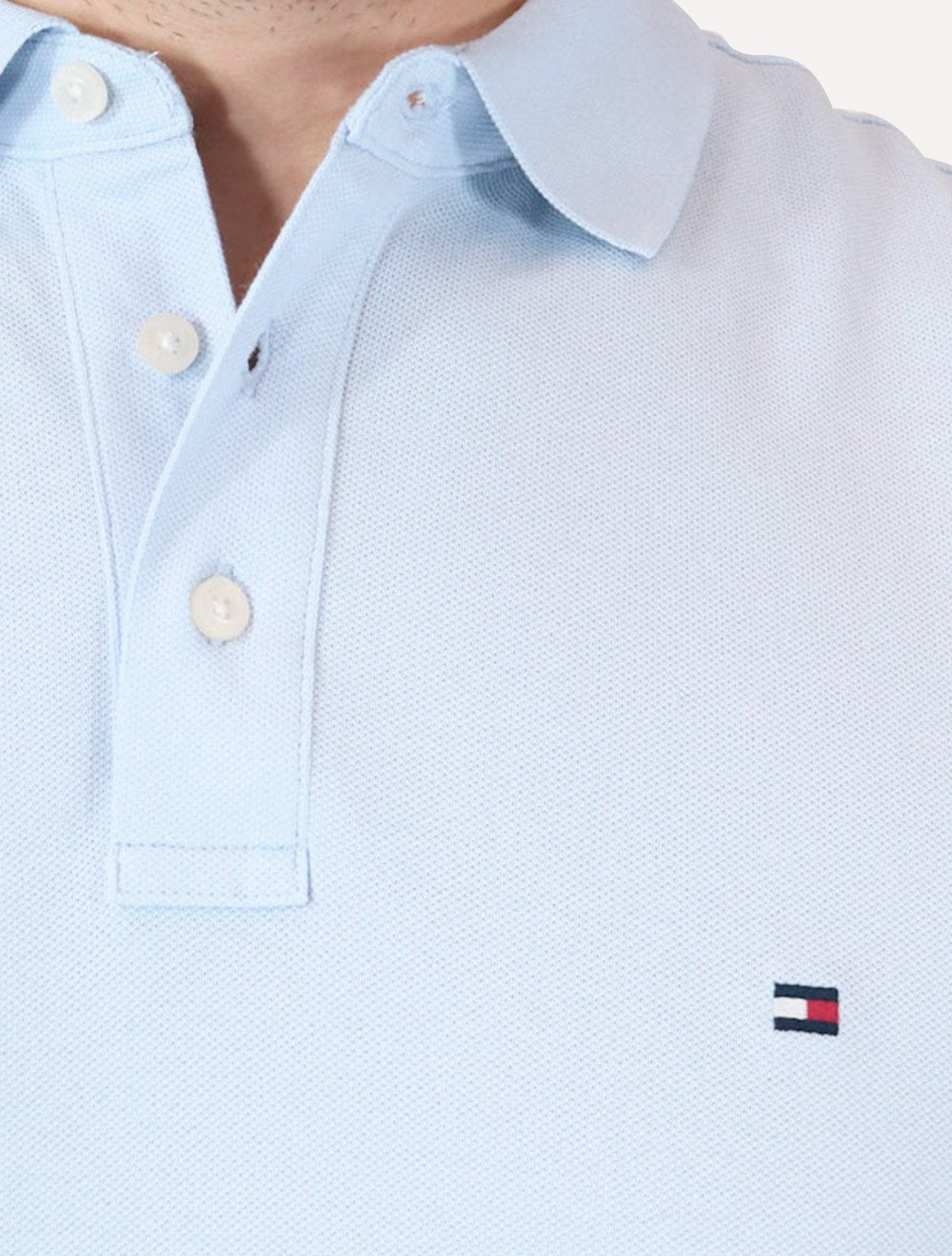 Polo Tommy Hilfiger Masculina Slim Piquet 1985 Azul Céu