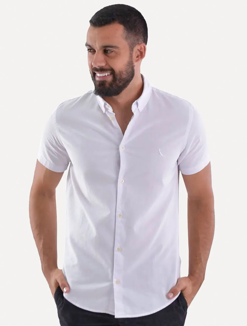 Camisa Reserva Masculina Manga Curta Oxford Color Branca