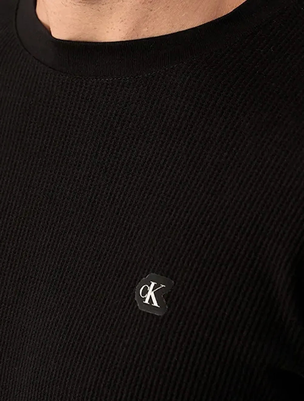 Camiseta Calvin Klein Jeans Masculina Manga Longa Quadrile Preta