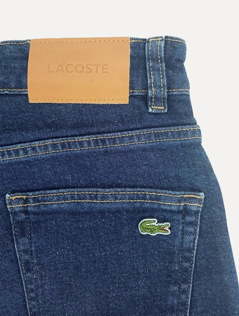 Calça Lacoste Jeans Masculina Slim Fit Cotton Denim Stretch Azul Médio