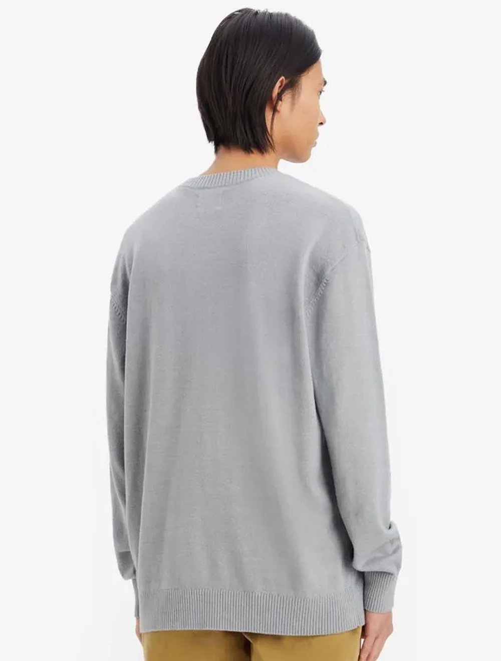 Suéter Levis Masculino Crewneck Red Tab Cinza Médio