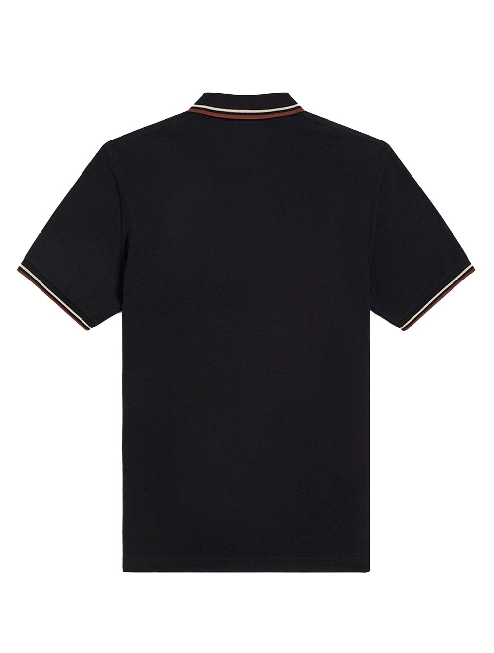 Polo Fred Perry Masculina Piquet Regular White Brown Twin Tipped Preta