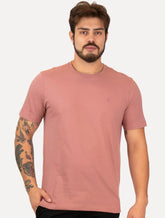 Camiseta Individual Masculina Slim Logo Rosa Médio