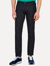 Calça Jeans Empório Armani Masculina J06 Slim Fit Stripe Azul Escuro